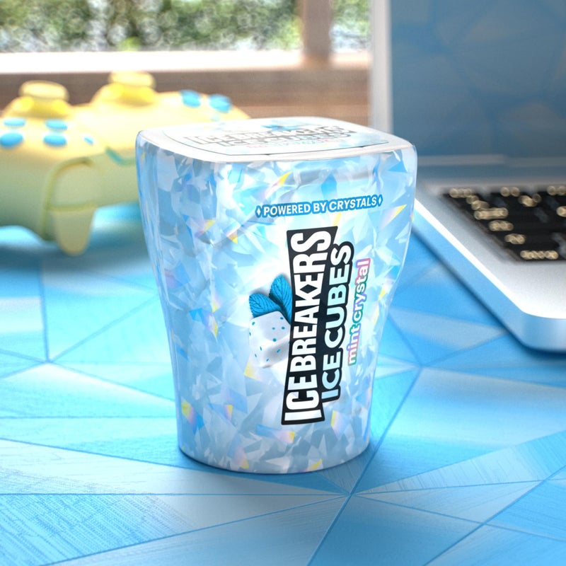 ICE BREAKERS Ice Cubes Mint Crystal Sugar Free Chewing Gum Bottles, 3.24 oz (6 Count, 40 Pieces) - Image 3